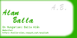 alan balla business card